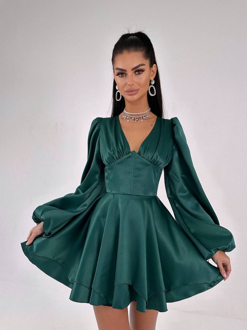 Атласна корсетна сукня  з пишною подвійною спідницею  | PUSHKA SHOP