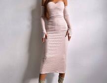 Трикотажна сукня міді  з чашечками  | PUSHKA SHOP