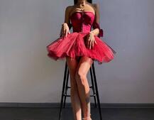 Атласна корсетна сукня міні з гачками та пишною фатиновою спідницею  | PUSHKA SHOP