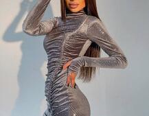 Облягаюча оксамитова сукня із затяжкою Довжину сукні можна регулювати Облягаюча оксамитова сукня із затяжкою Довжину сукні можна регулювати | PUSHKA SHOP