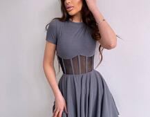 Сукня-міні  з елементами корсету  та спідницею солнцем Сукня-міні  з елементами корсету  та спідницею солнцем | PUSHKA SHOP