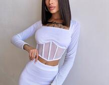 Трикотажний комплект: топ з елементами корсету та спідниця з розрізами  Трикотажний комплект: топ з елементами корсету та спідниця з розрізами  | PUSHKA SHOP