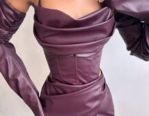 Комплект з еко шкіри: корсет  з чашечками+ спідниця міні | PUSHKA SHOP