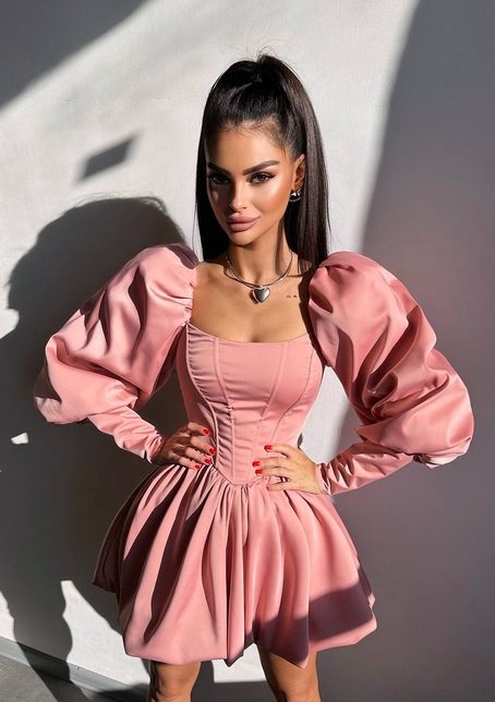 Сукня з обʼємними рукавами та спідницею балоном  Сукня з обʼємними рукавами та спідницею балоном  | PUSHKA SHOP