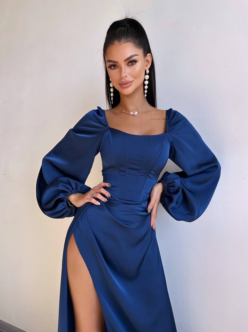 Атласний комплект: корсет + спідниця максі з драпіруванням Атласний комплект: корсет + спідниця максі з драпіруванням | PUSHKA SHOP