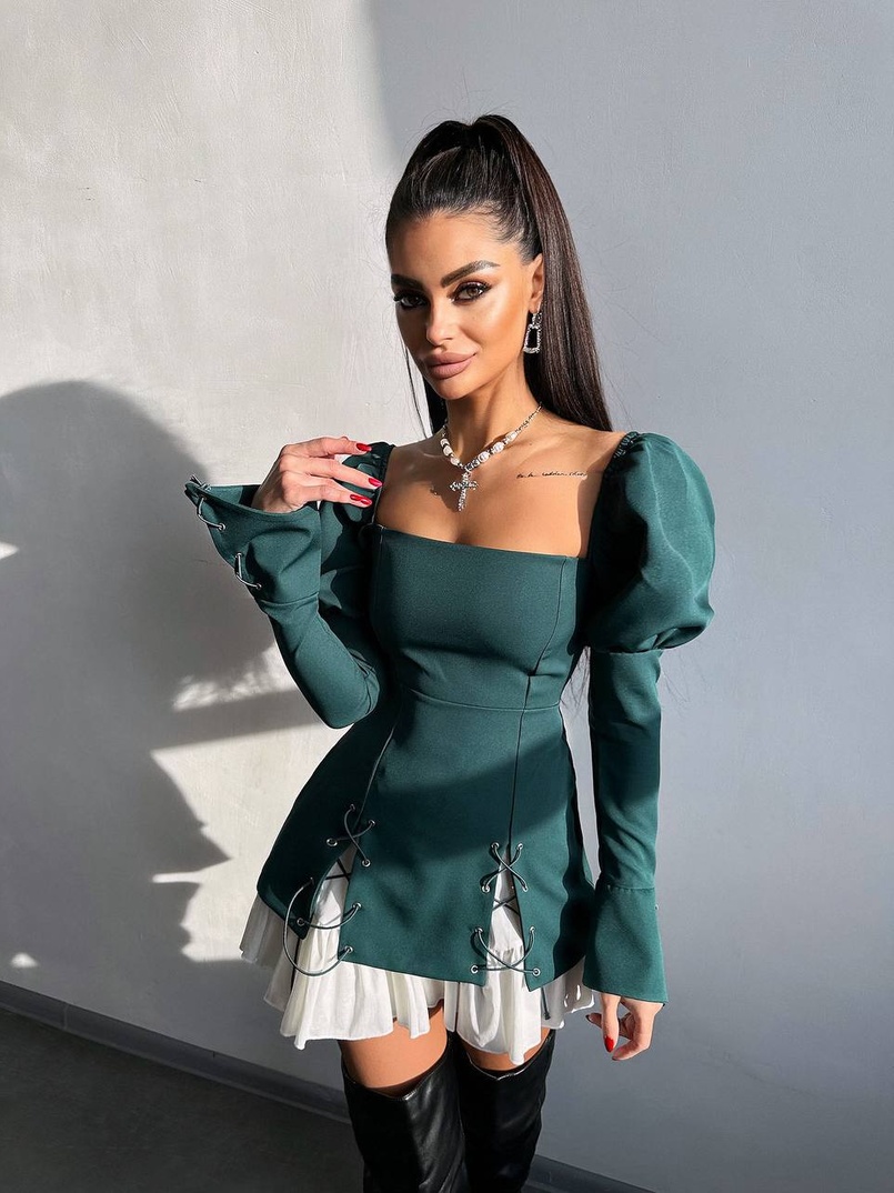 Сукня з об'ємними рукавами + спідниця з воланами | PUSHKA SHOP