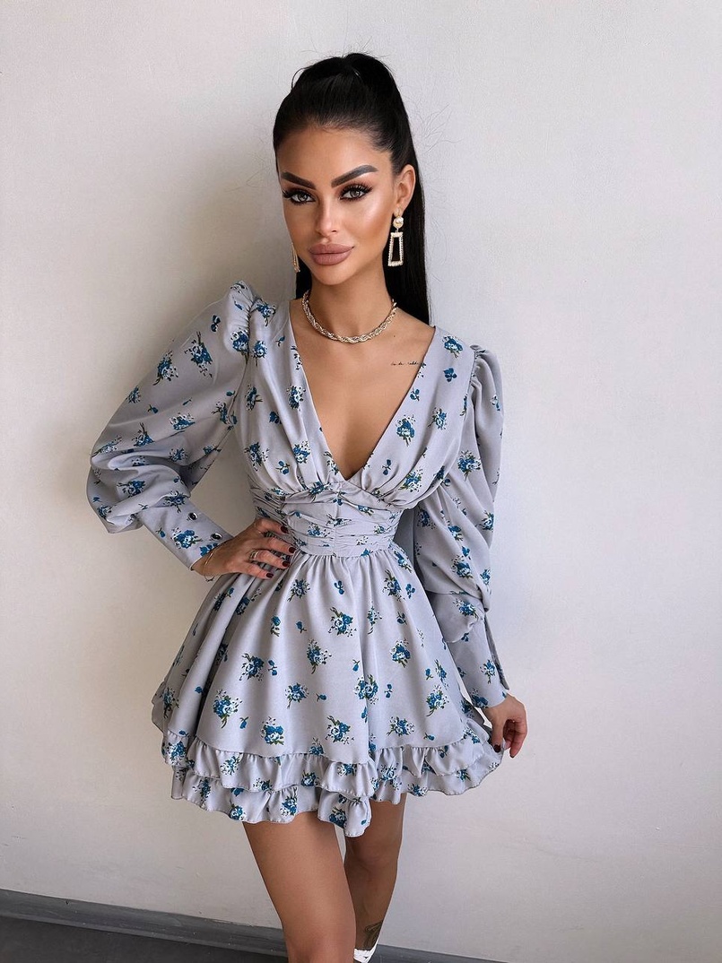 Сукня міні з пишною спідницею та драпіруванням на талії Сукня міні з пишною спідницею та драпіруванням на талії | PUSHKA SHOP