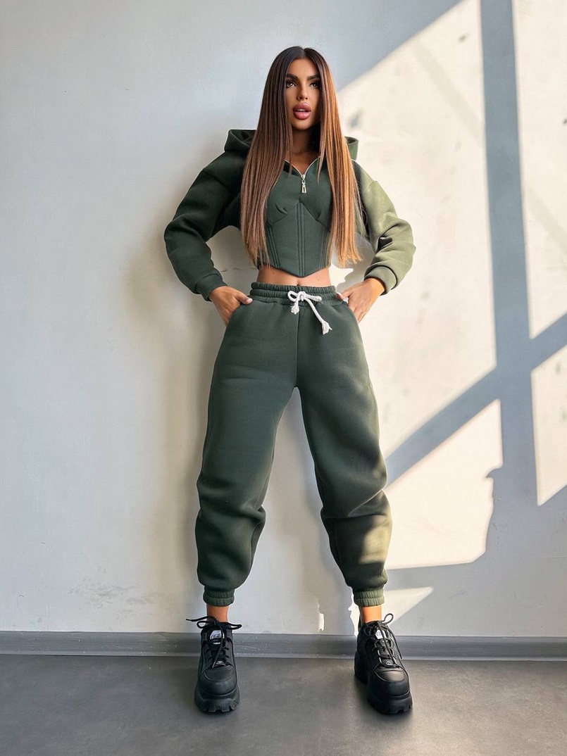 Комплект на флісі : худі з елементами корсету + штани  Комплект на флісі : худі з елементами корсету + штани  | PUSHKA SHOP