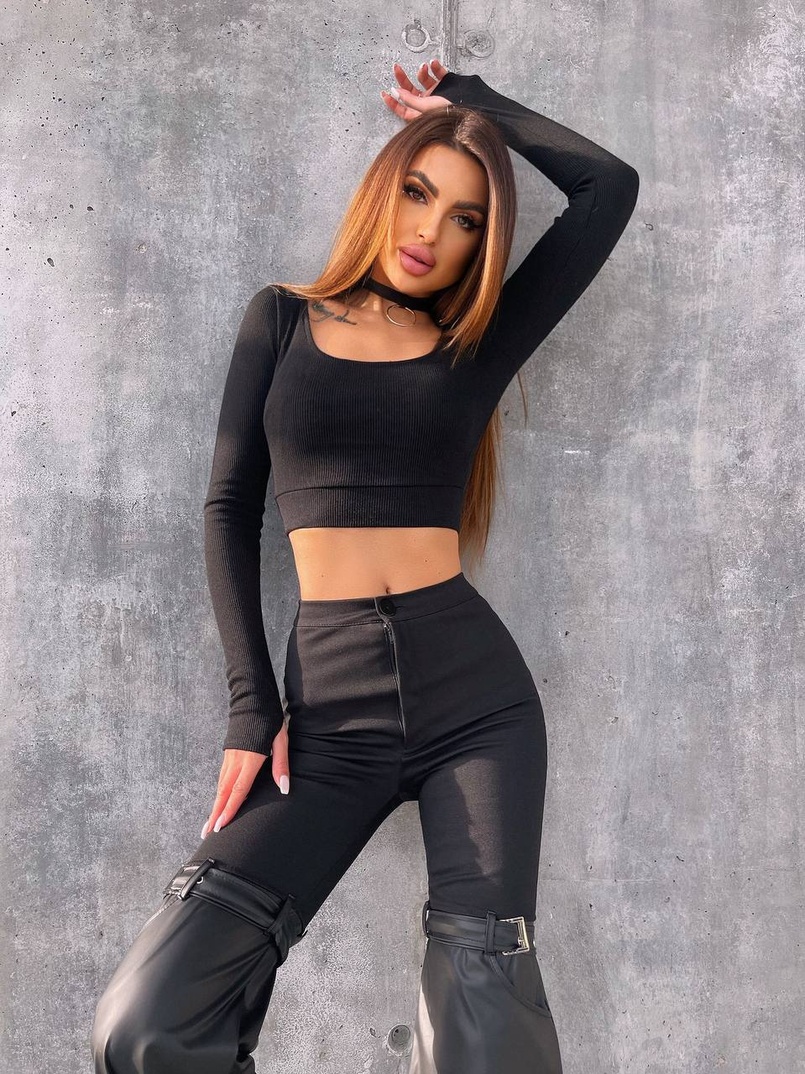 Штани-кльош  з металевими застібками   Штани-кльош  з металевими застібками   | PUSHKA SHOP