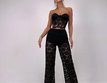 Комплект: мереживний корсет бюстьє + штани + піджак  Комплект: мереживний корсет бюстьє + штани + піджак  | PUSHKA SHOP