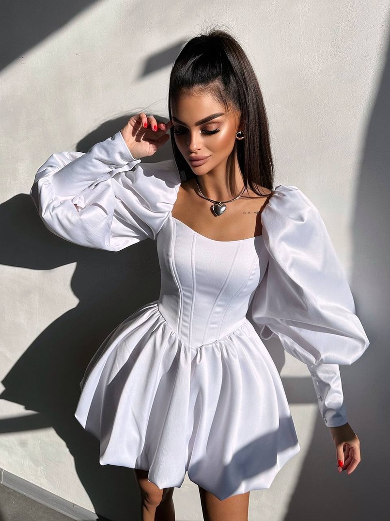 Сукня з обʼємними рукавами та спідницею балоном  Сукня з обʼємними рукавами та спідницею балоном  | PUSHKA SHOP