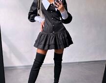 Котонова сукня з рюшами на гудзиках зі шнурівкою на спинці Котонова сукня з рюшами на гудзиках зі шнурівкою на спинці | PUSHKA SHOP