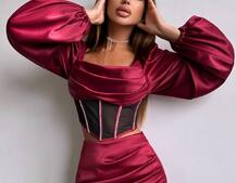 Комплект: корсет, декорований стразами   + спідниця міні з драпіруванням  Комплект: корсет, декорований стразами   + спідниця міні з драпіруванням  | PUSHKA SHOP