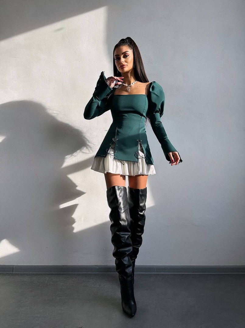 Сукня з об'ємними рукавами + спідниця з воланами | PUSHKA SHOP