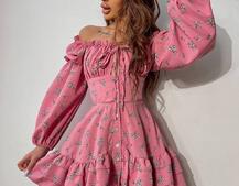 Сукня з квітковим принтом з воланами на ґудзиках  Сукня з квітковим принтом з воланами на ґудзиках  | PUSHKA SHOP