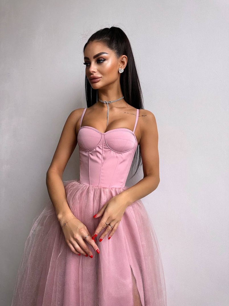 Сукня міді із чашечками з пишною спідницею | PUSHKA SHOP