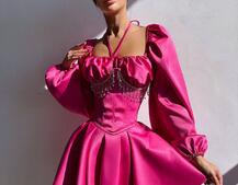 Сукня з корсетом, декорованим бахромою зі страз Ручна робота  Сукня з корсетом, декорованим бахромою зі страз Ручна робота  | PUSHKA SHOP