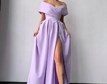 Сукня максі  з відкритими плечима та розрізом на спідниці | PUSHKA SHOP