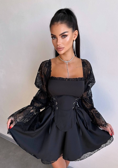 Сукня з корсетом декорована мереживом  | PUSHKA SHOP