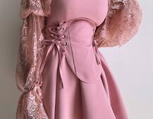 Сукня з корсетом декорована мереживом  Сукня з корсетом декорована мереживом  | PUSHKA SHOP