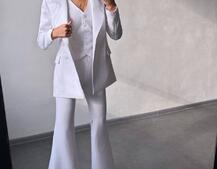 Костюм: піджак на підкладці, штани кльош+ жилет  Костюм: піджак на підкладці, штани кльош+ жилет  | PUSHKA SHOP