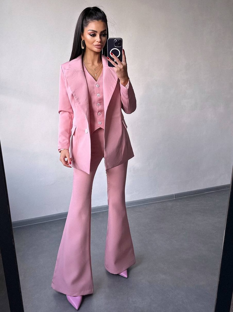 Костюм: піджак на підкладці, штани кльош+ жилет  Костюм: піджак на підкладці, штани кльош+ жилет  | PUSHKA SHOP