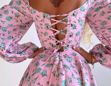 Сукня міні з квітковим принтом, корсетним верхом та подвійною спідницею  Сукня міні з квітковим принтом, корсетним верхом та подвійною спідницею  | PUSHKA SHOP