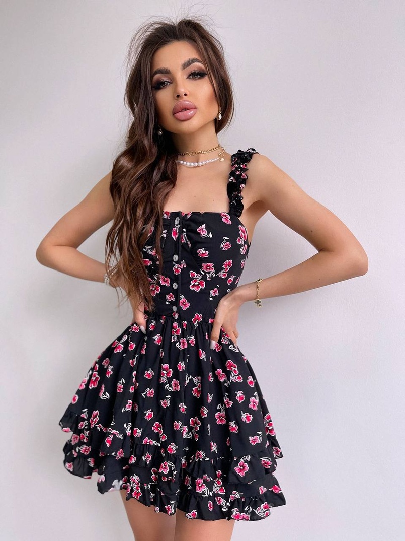 Сукня з корсетним верхом та оборками на спідничці Сукня з корсетним верхом та оборками на спідничці | PUSHKA SHOP