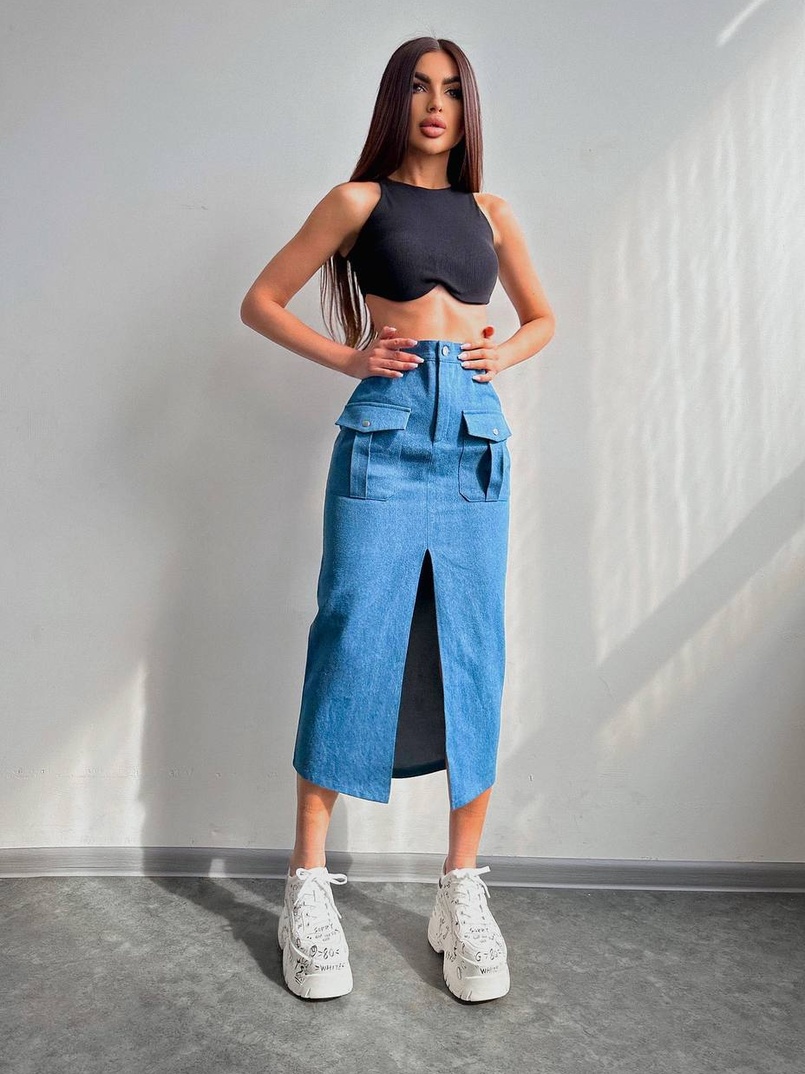 Комплект: джинсова спідниця  + топ з філіжанками  | PUSHKA SHOP