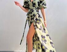 Сукня міді  із запахом та об'ємними рукавами Сукня міді  із запахом та об'ємними рукавами | PUSHKA SHOP