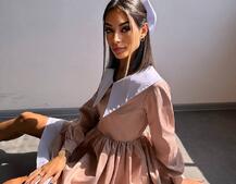 Котонова сукня з комірцем + бант  Котонова сукня з комірцем + бант  | PUSHKA SHOP