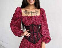 Приталена сукня з принтом  + прозорий корсет Приталена сукня з принтом  + прозорий корсет | PUSHKA SHOP