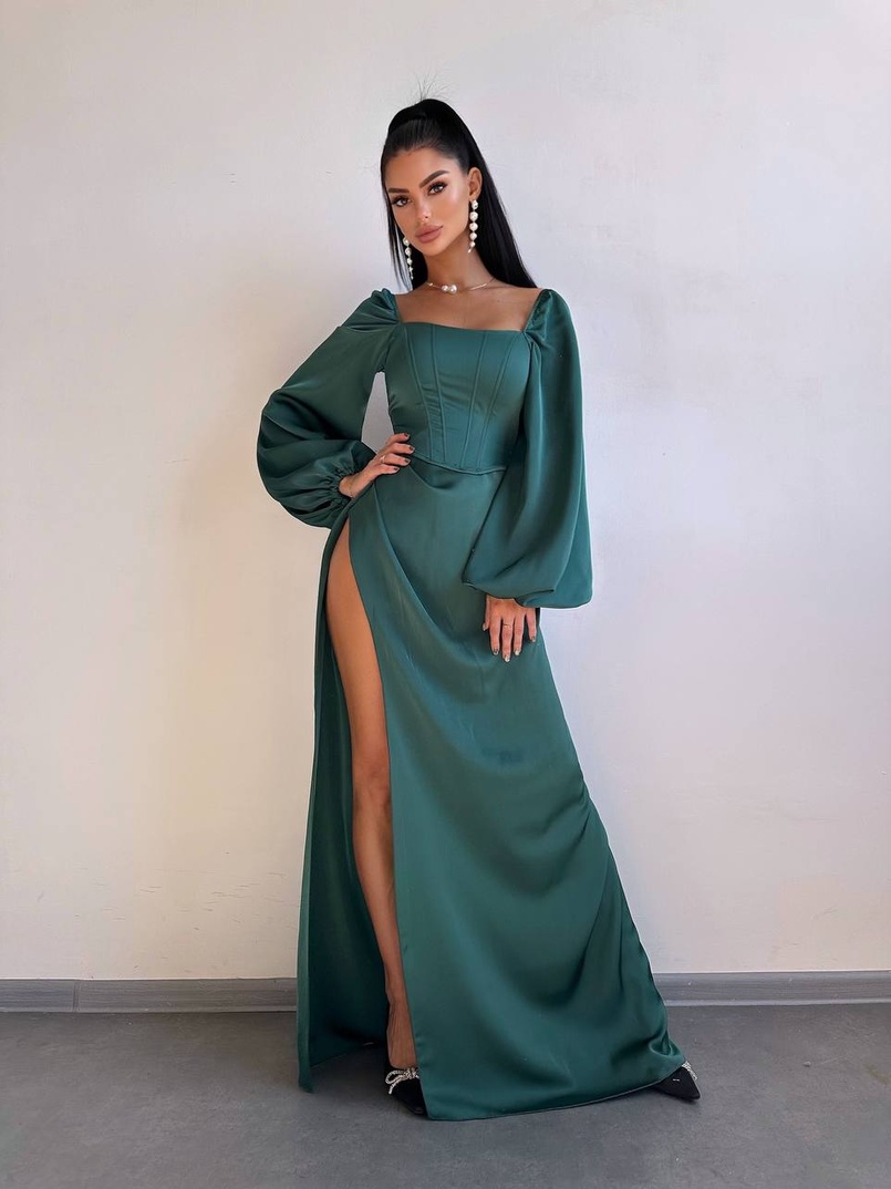 Атласний комплект: корсет + спідниця максі з драпіруванням Атласний комплект: корсет + спідниця максі з драпіруванням | PUSHKA SHOP