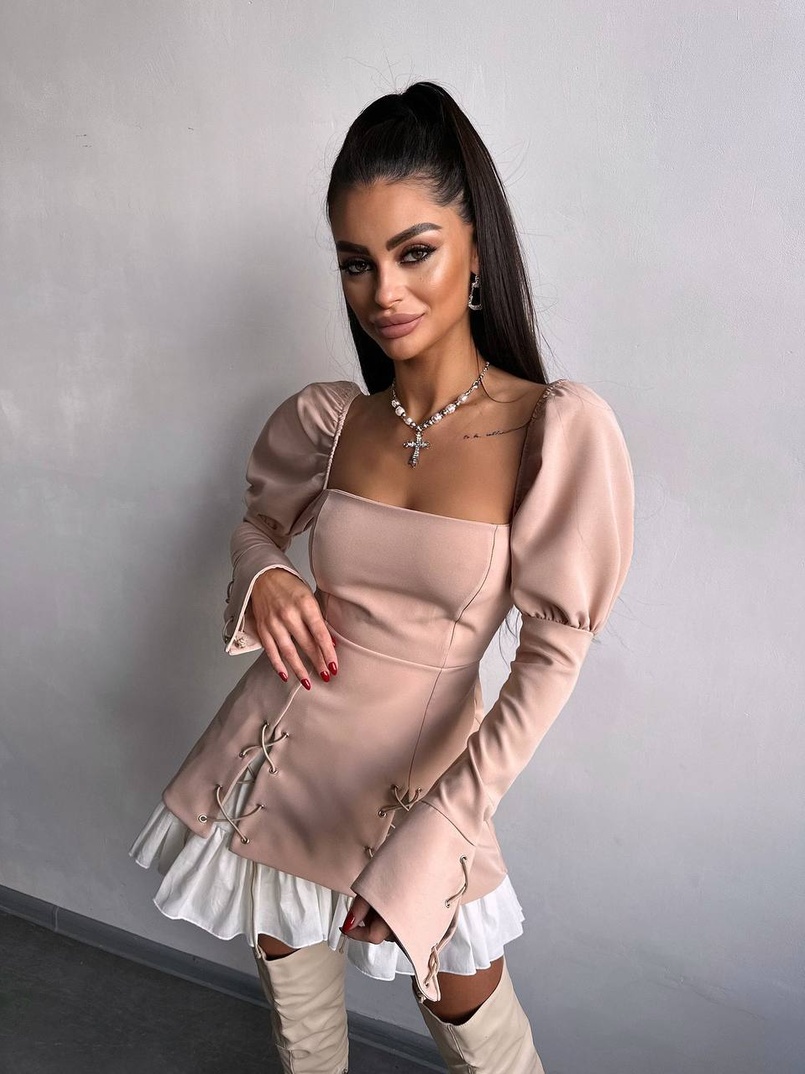 Сукня з об'ємними рукавами + спідниця з воланами | PUSHKA SHOP