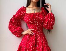 Сукня в горошок на ґудзиках з воланами  Сукня в горошок на ґудзиках з воланами  | PUSHKA SHOP