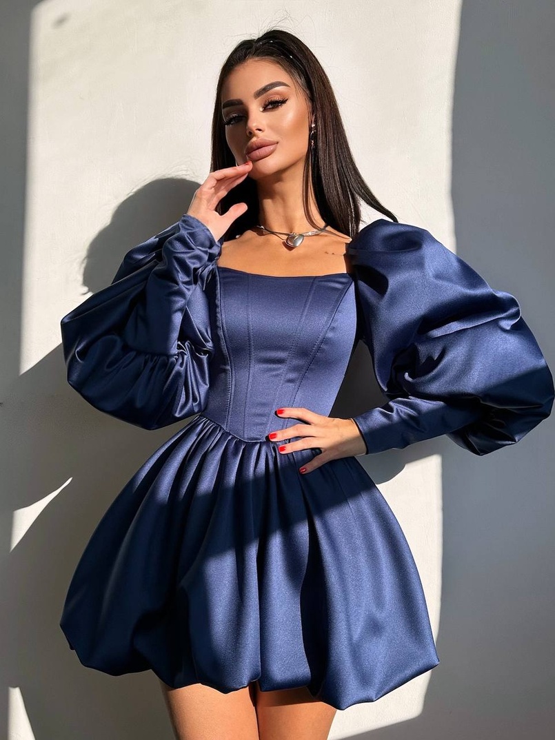 Сукня з обʼємними рукавами та спідницею балоном  Сукня з обʼємними рукавами та спідницею балоном  | PUSHKA SHOP