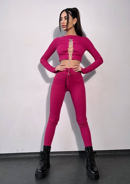 Костюм:  легінси та топ з шнурівкою зі страз | PUSHKA SHOP