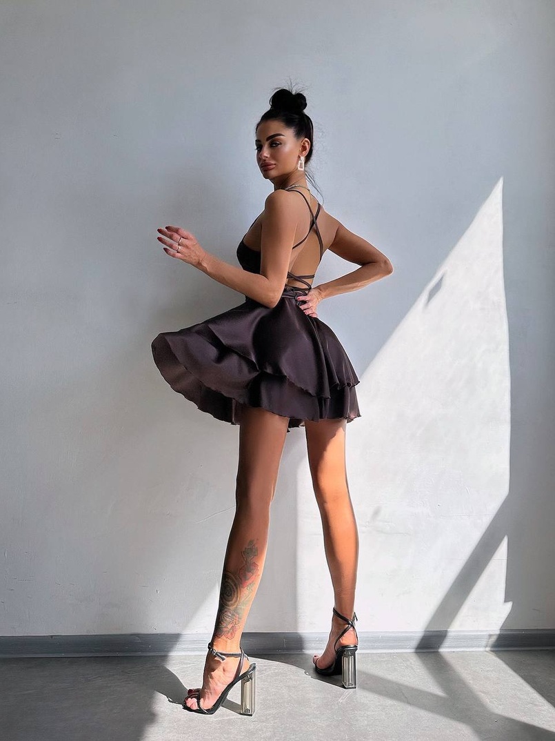 Шовкова сукня  з пишною спідницею та шнурівкою   Шовкова сукня  з пишною спідницею та шнурівкою   | PUSHKA SHOP