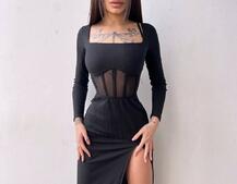 Сукня-міді  з елементами корсету   Сукня-міді  з елементами корсету   | PUSHKA SHOP