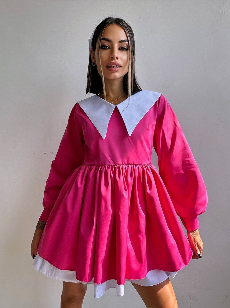 Котонова сукня з комірцем + бант  Котонова сукня з комірцем + бант  | PUSHKA SHOP