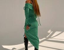 Трикотажна сукня міді з хомутом   | PUSHKA SHOP