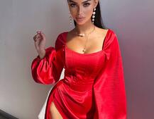 Атласний комплект: корсет + спідниця максі з драпіруванням Атласний комплект: корсет + спідниця максі з драпіруванням | PUSHKA SHOP