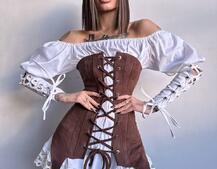 Комплект: сукня декорована мереживом + корсет  Комплект: сукня декорована мереживом + корсет  | PUSHKA SHOP