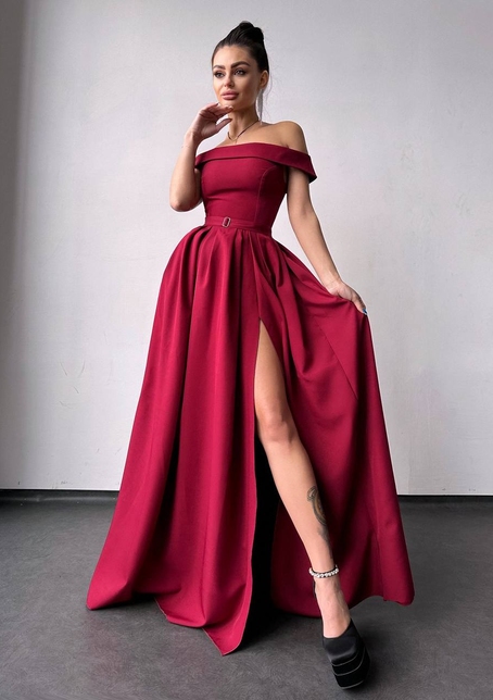 Сукня максі з відкритими плечима  | PUSHKA SHOP