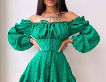 Сукня в горошок на ґудзиках з воланами  Сукня в горошок на ґудзиках з воланами  | PUSHKA SHOP