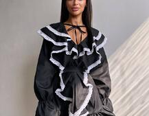 Котонова сукня декорована мереживом    Котонова сукня декорована мереживом    | PUSHKA SHOP