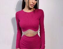 Комплект : штани кльош і топ , декорований бахромою зі страз Ручна робота Комплект : штани кльош і топ , декорований бахромою зі страз Ручна робота | PUSHKA SHOP