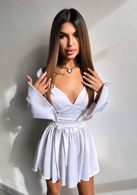 Атласна корсетна сукня  з пишною спідницею та зав‘язками на талії | PUSHKA SHOP