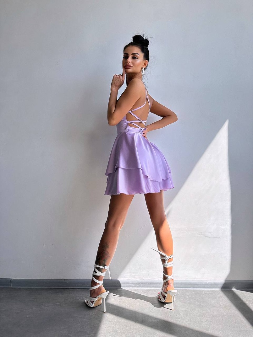 Шовкова сукня  з пишною спідницею та шнурівкою   | PUSHKA SHOP