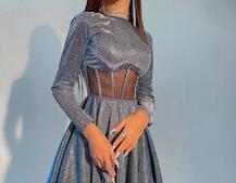 Приталена блискуча сукня з корсетною вставкою та пишною спідницею-сонцем Приталена блискуча сукня з корсетною вставкою та пишною спідницею-сонцем | PUSHKA SHOP